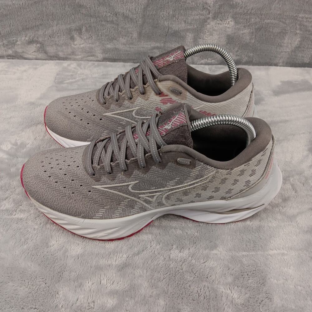 Womens Mizuno Wave Inspire 19 Running Shoes Size 8.5 Gray Mesh Sneakers Used - Picture 3 of 13